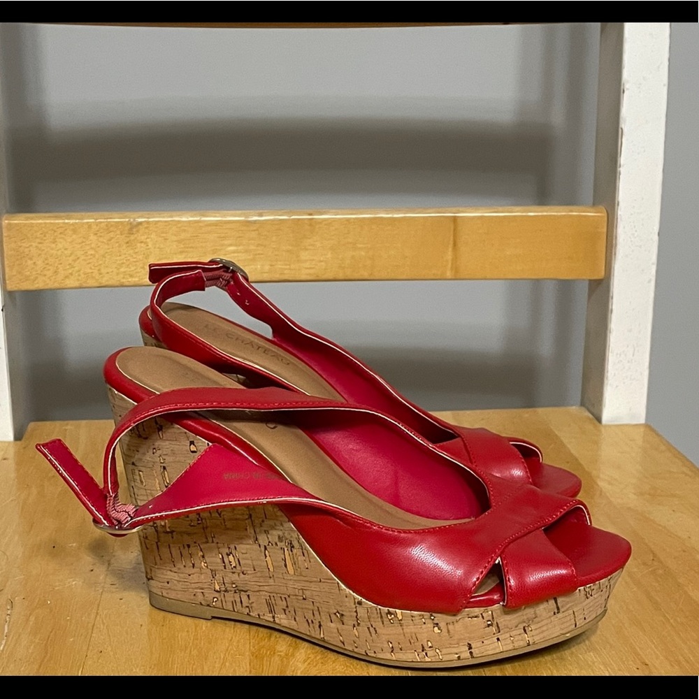 Red Open Toe Wedge Heel